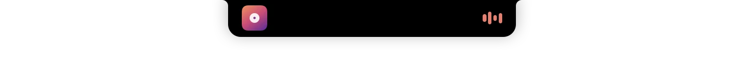 The playing song’s artwork and a moving level meter appear beside the notch.