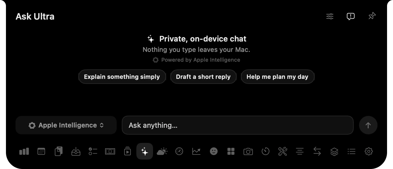 Ask Ultra with Apple Intelligence selected.